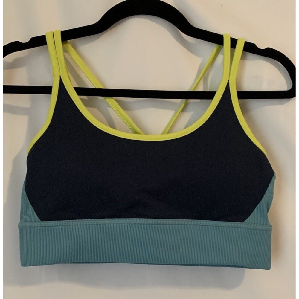 Threads 4 Thought Reactive Sports Bra Womens S Navy Teal Colorblock Athleisure